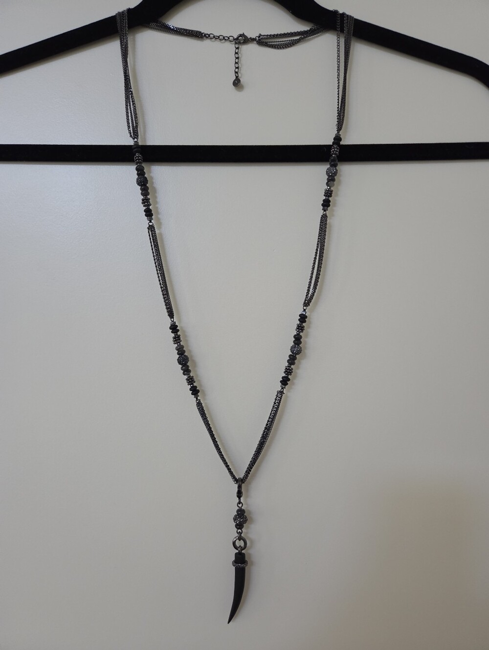 Stella & Dot Arlo Horn Pendant Necklace Gunmetal Or Bag Charm